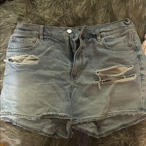 American Eagle Outfitters Light Blue Distressed Jean Shorts